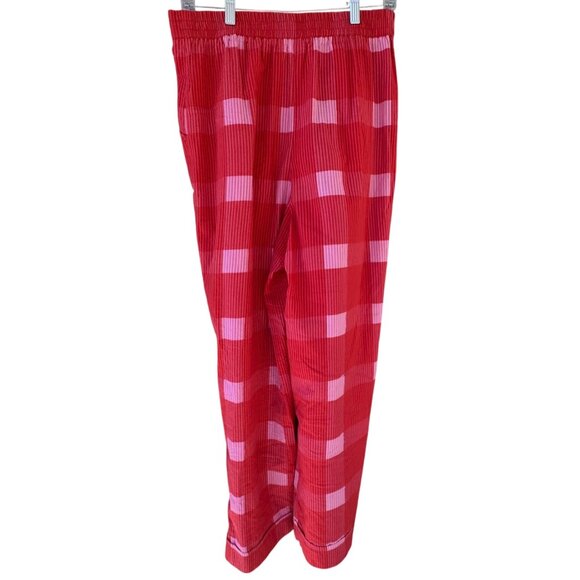 Anthropologie Porridge Womens Medium Red & Pink Plaid Wide-Leg Pants 100% Cotton - Picture 13 of 14